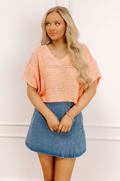 Sorbet On The Patio Knit Top in Coral