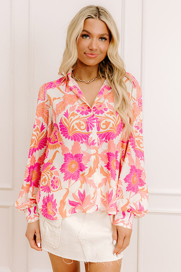Chic Lifestyle Floral Button Up