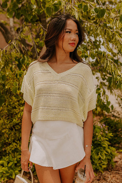 Sorbet On The Patio Knit Top in Light Lime Punch
