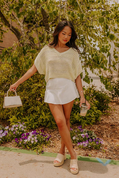 Sorbet On The Patio Knit Top in Light Lime Punch