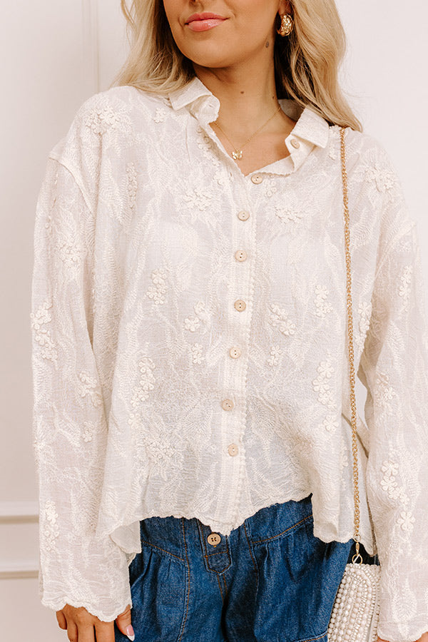 Delicate Details Embroidered Button Up