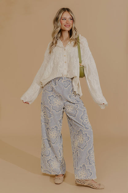 Delicate Details Embroidered Button Up