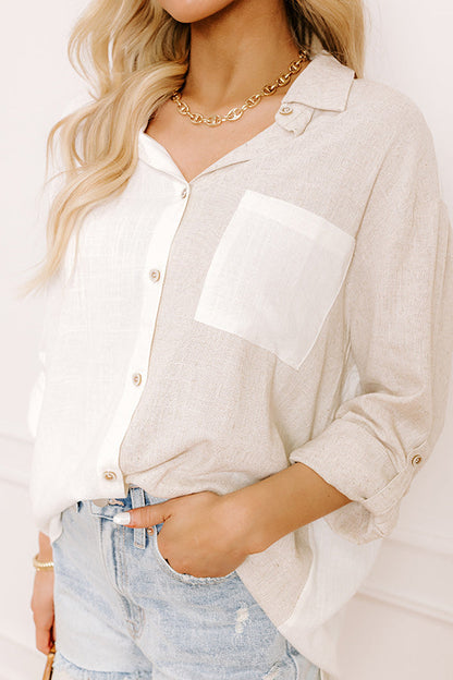 Beach Retreat Oversized Linen-Blend Button Up
