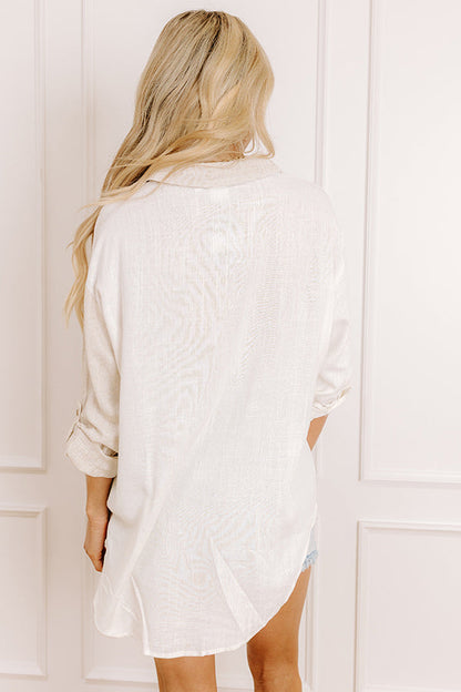 Beach Retreat Oversized Linen-Blend Button Up