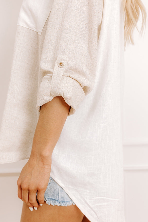 Beach Retreat Oversized Linen-Blend Button Up
