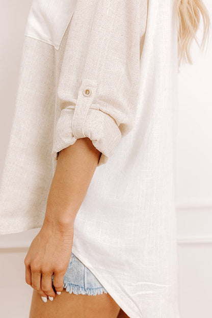 Beach Retreat Oversized Linen-Blend Button Up