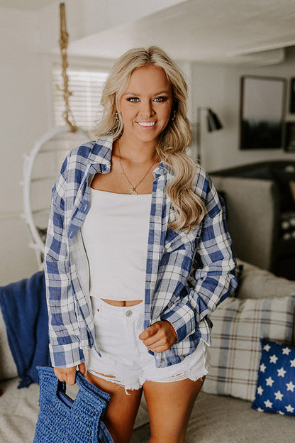 Countryside Charm Oversized Plaid Button Up