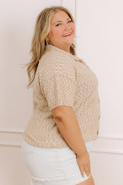 Latte Sippin Knit Button Up Curves
