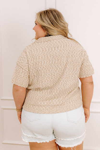 Latte Sippin Knit Button Up Curves