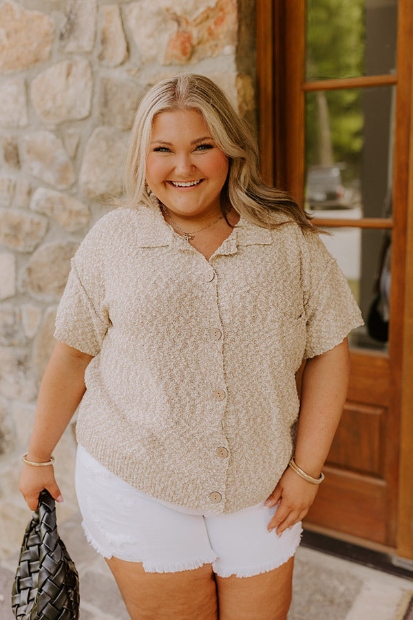 Latte Sippin Knit Button Up Curves