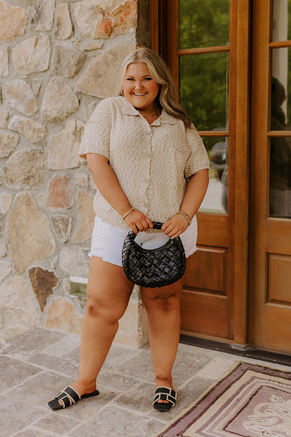 Latte Sippin Knit Button Up Curves