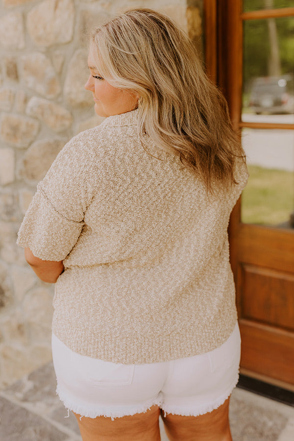 Latte Sippin Knit Button Up Curves