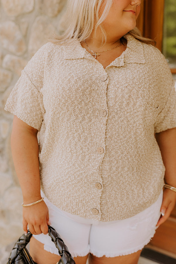 Latte Sippin Knit Button Up Curves