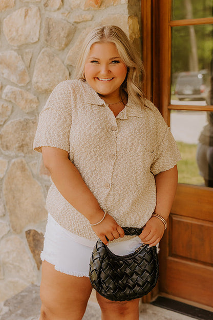 Latte Sippin Knit Button Up Curves