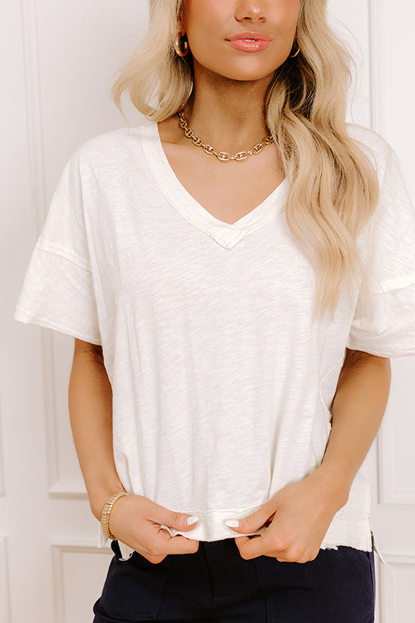 Keeping It Casual Heathered Tee in Cream