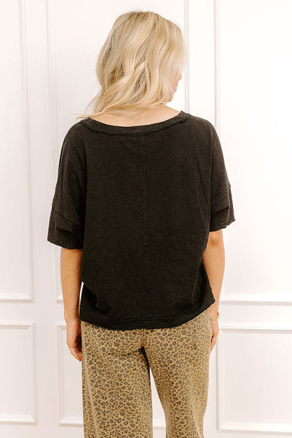 Keeping It Casual Heathered Tee in Black
