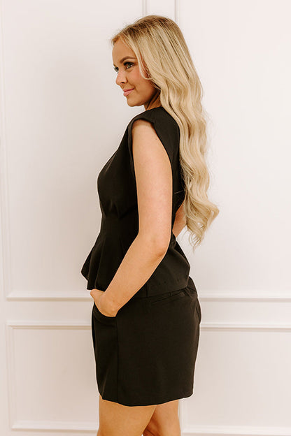 First Class Moment Pleated Top in Black