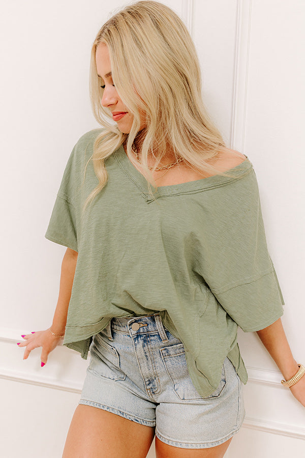Keeping It Casual Heathered Tee in Sage
