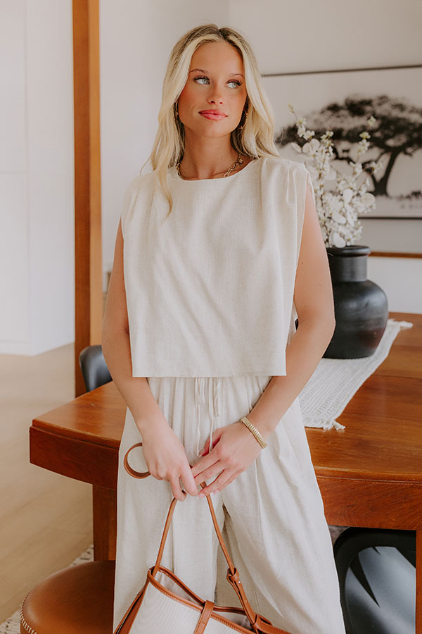 Boardwalk Stroll Linen-Blend Top