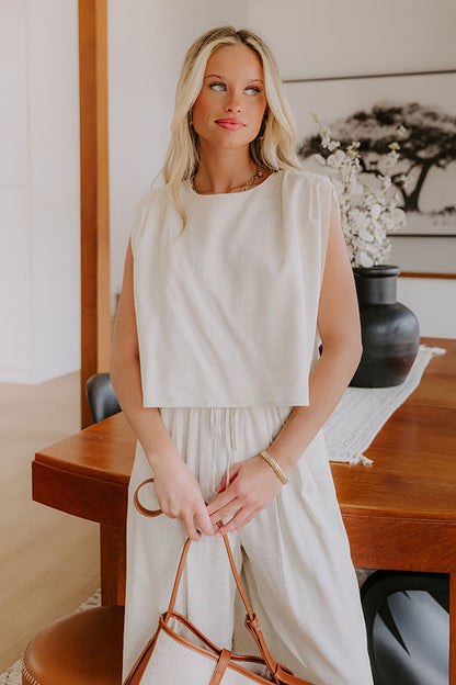 Boardwalk Stroll Linen-Blend Top