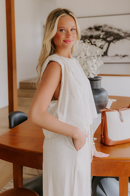 Boardwalk Stroll Linen-Blend Top