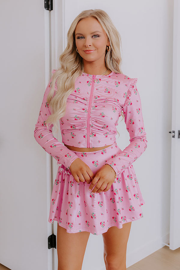 Feeling Flirty Floral Zip Top