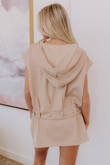 Social Club Meetup Zip Up Sweater Top in Iced Latte