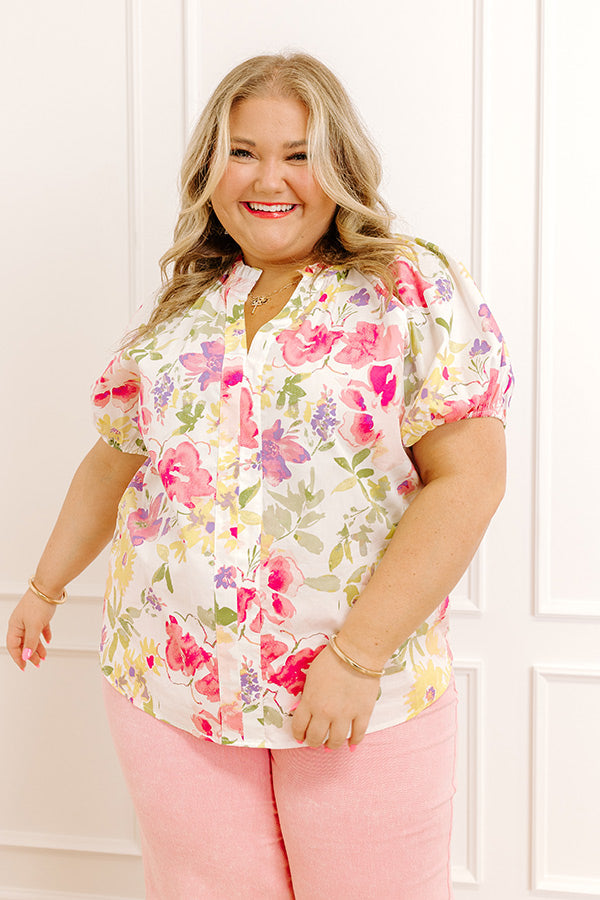 Gleaming Smile Floral Top Curves