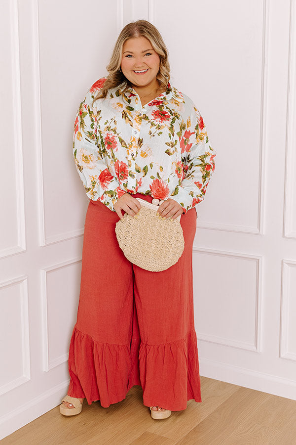 Serene Gardens Floral Button Up in Limpet Shell Curves