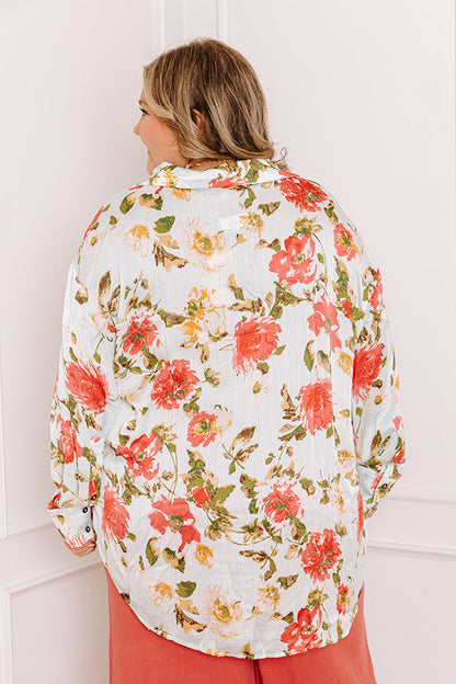 Serene Gardens Floral Button Up in Limpet Shell Curves