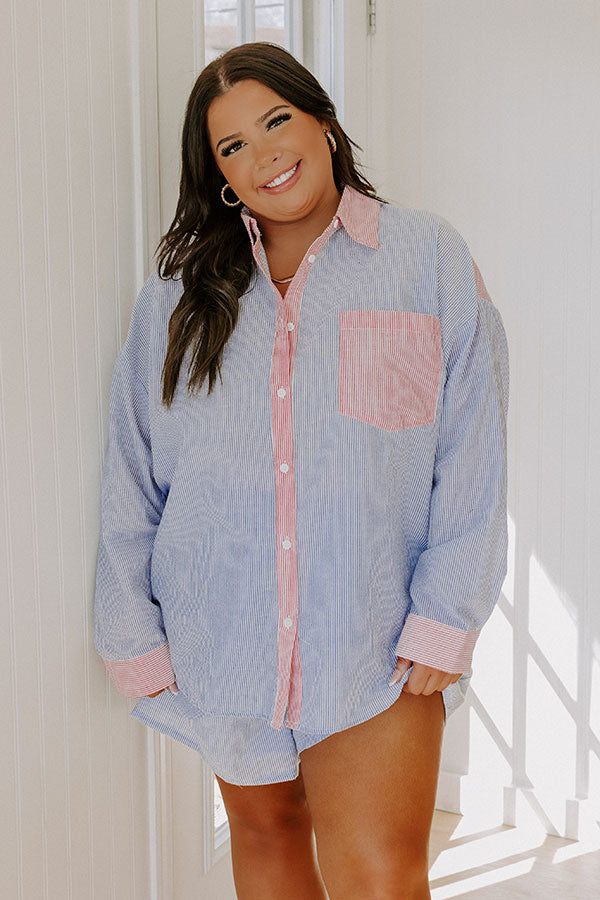 Dockside Dreaming Oversized Stripe Button Up Curves