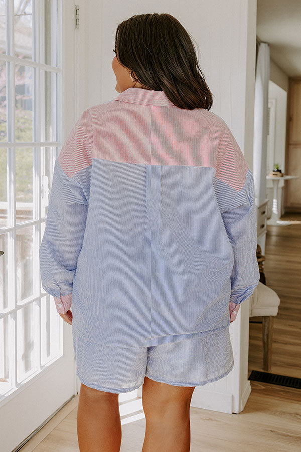 Dockside Dreaming Oversized Stripe Button Up Curves