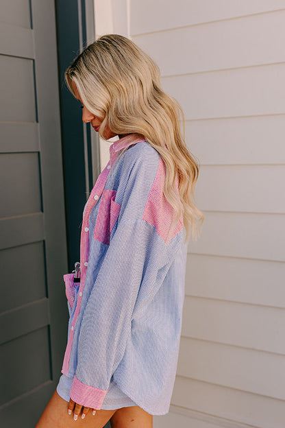 Dockside Dreaming Oversized Stripe Button Up