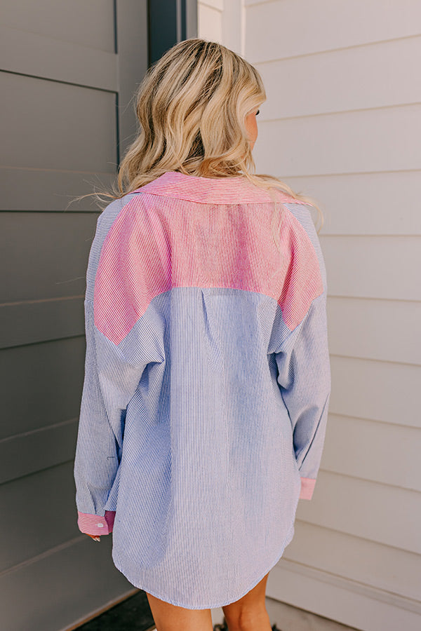 Dockside Dreaming Oversized Stripe Button Up