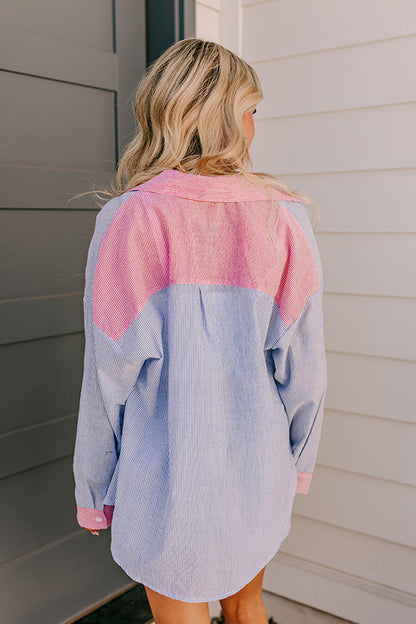 Dockside Dreaming Oversized Stripe Button Up