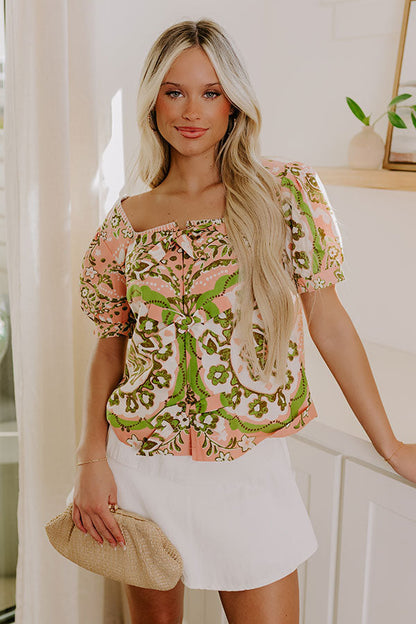 Sweet Gesture Front Tie Floral Top