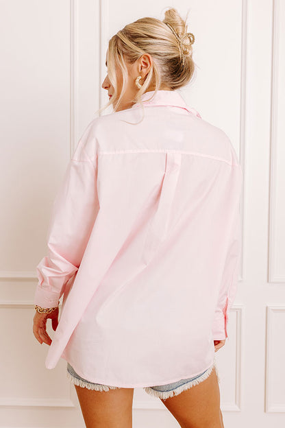 Kind Eyes Oversized Button Up in Pink