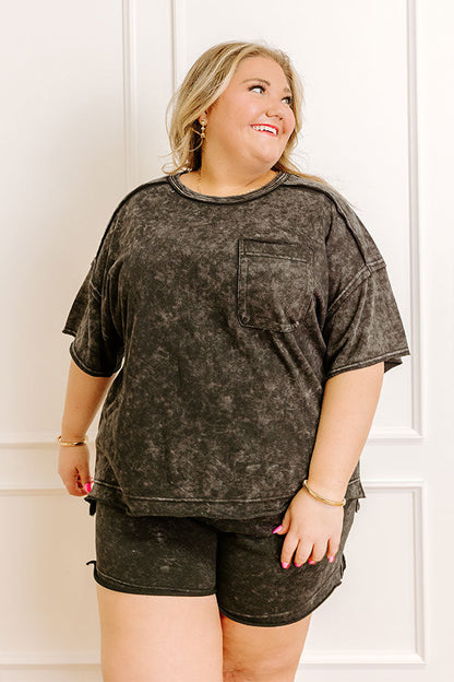 Road Trip Ready Oversized Vintage Wash Tee in Black Curves