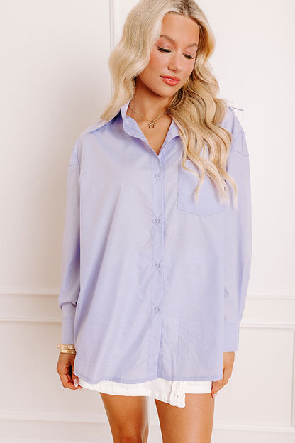 Kind Eyes Oversized Button Up in Lavender