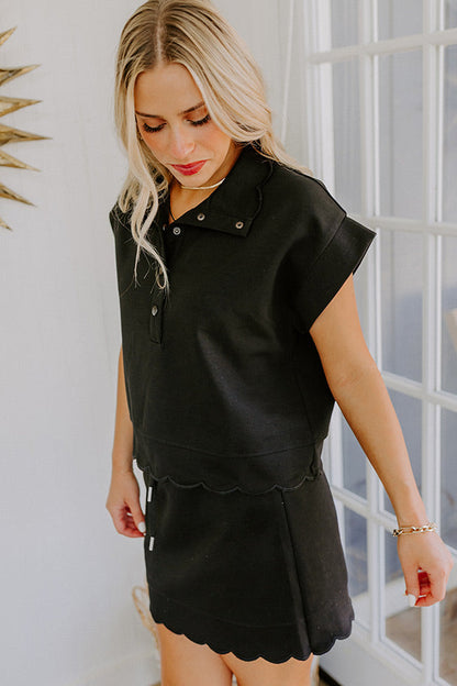 Alfresco Allure Henley Top in Black