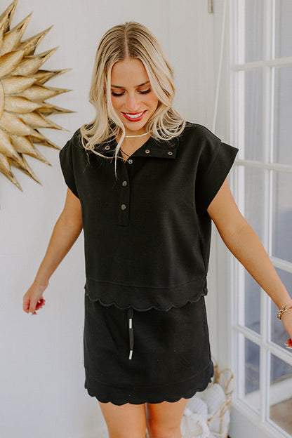 Alfresco Allure Henley Top in Black