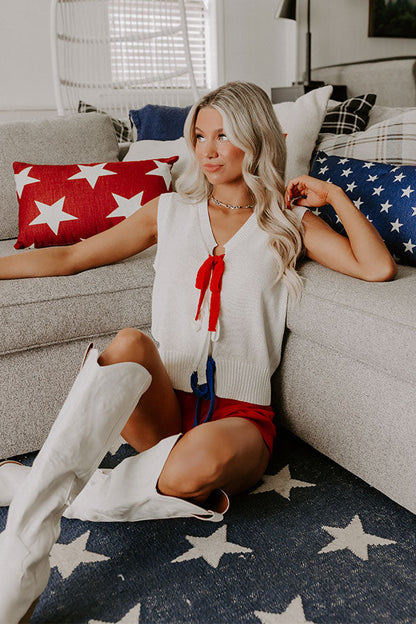 Firecracker Fete Front Tie Knit Top