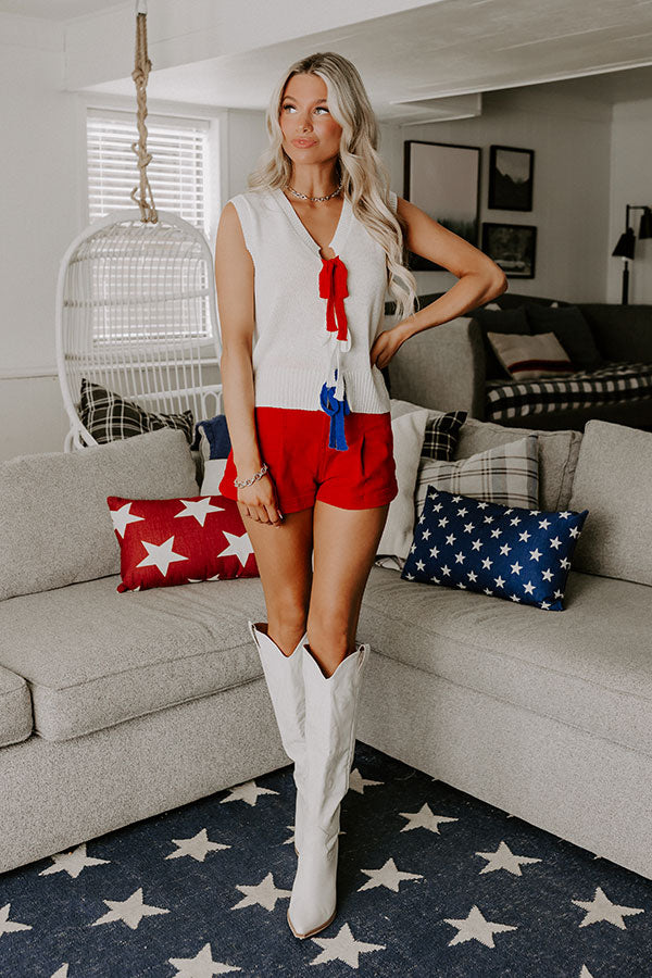Firecracker Fete Front Tie Knit Top