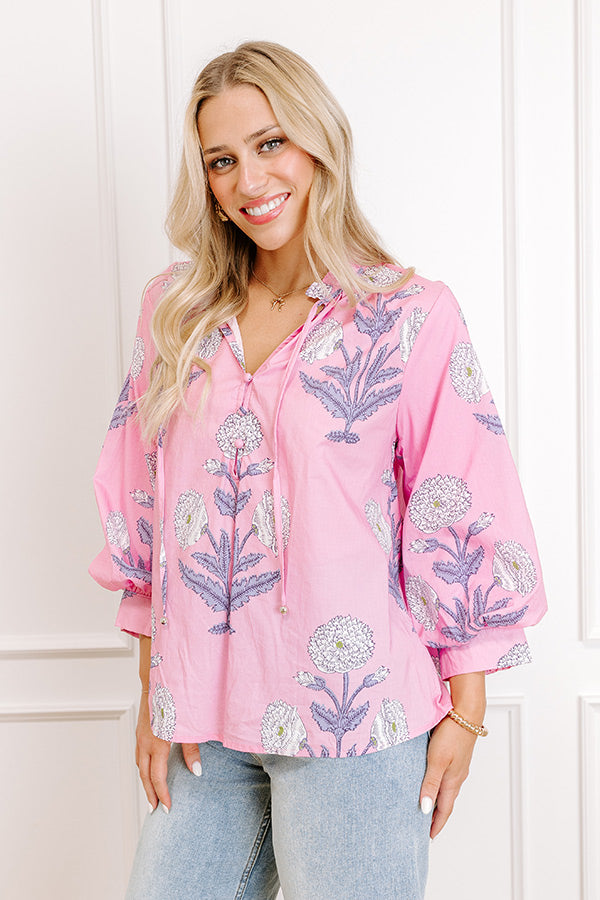 Botanical Brunch Floral Top in Pink