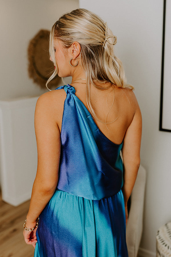 Moonlit Lagoon Satin Top in Blue