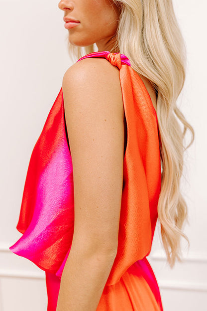 Moonlit Lagoon Satin Top in Red