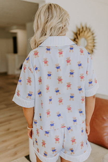 Beary Patriotic Satin Pajama Top