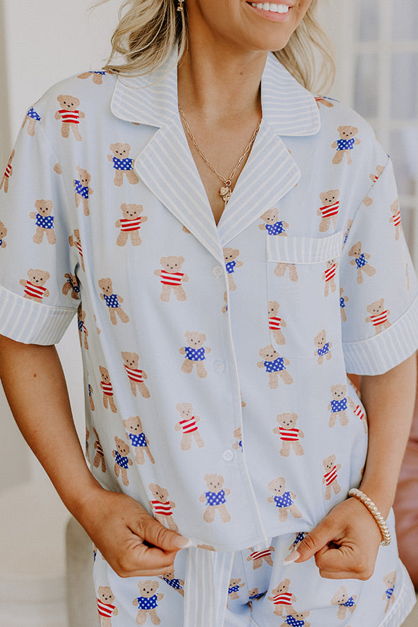 Beary Patriotic Satin Pajama Top
