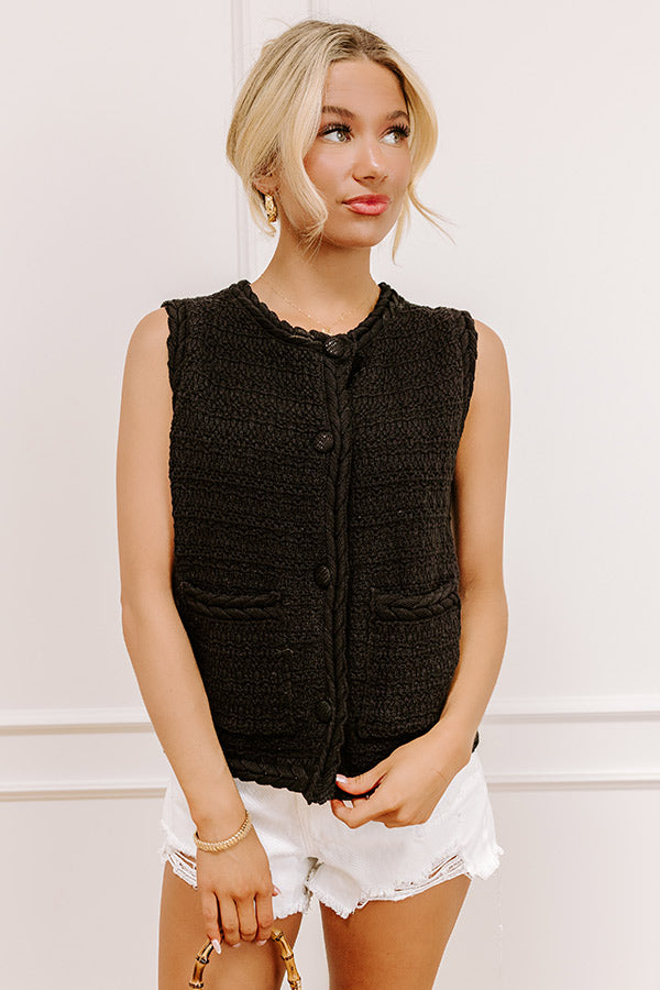 Pier Cafe Cutie Knit Top in Black