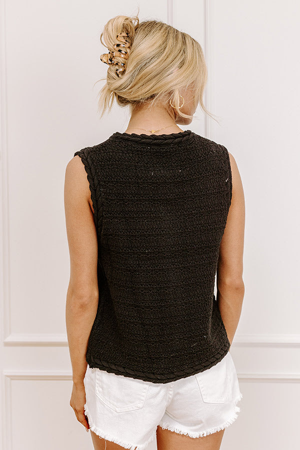 Pier Cafe Cutie Knit Top in Black